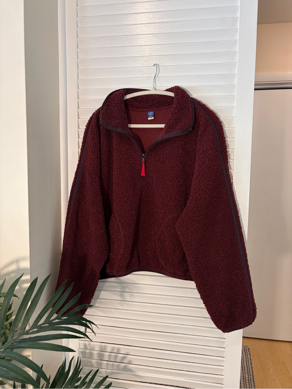 Cozy Fall Old Navy Burgundy Sherpa Half-Zip Pullover
